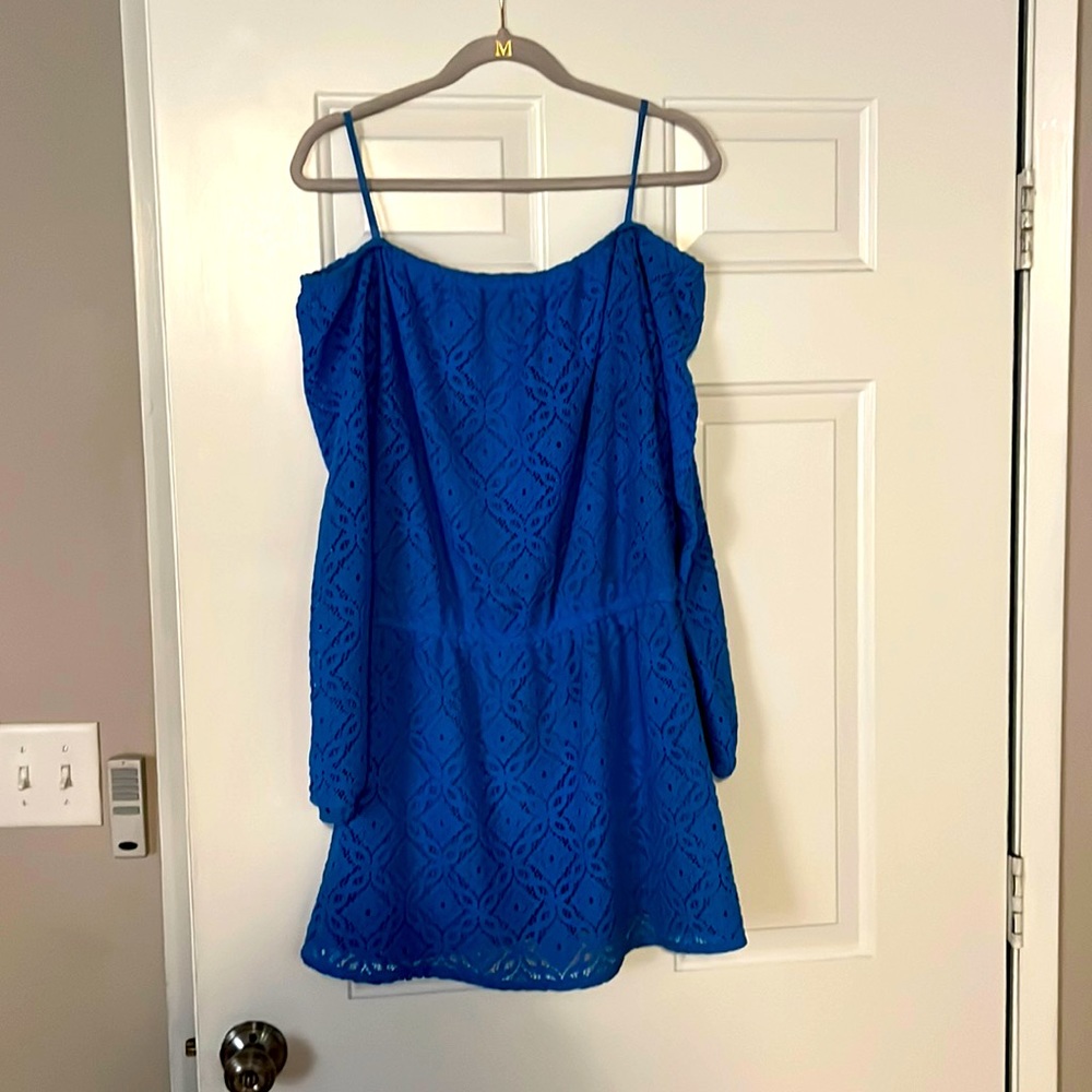 Lilly Pulitzer Off The Shoulder Blue Knit Romper - Size M
